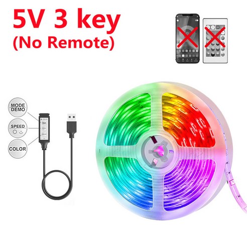 USB LED 스트립 조명 3535 블루투스 5V RGB LED 램프 조명 방 장식 TV 백라이트 테이프 집 장식용 LED 조명, 1개, 01 USB-3key