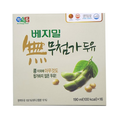 베지밀 무첨가 두유, 190ml, 16개