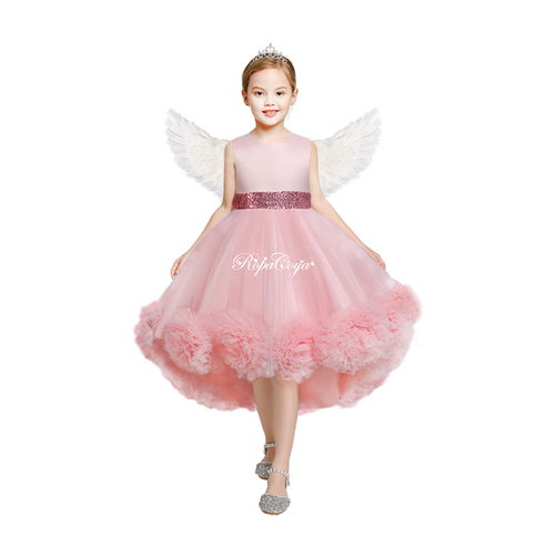 로빠꼬야 플라워링 핑크 공주 드레스 + 티아라 + 천사 날개 세트