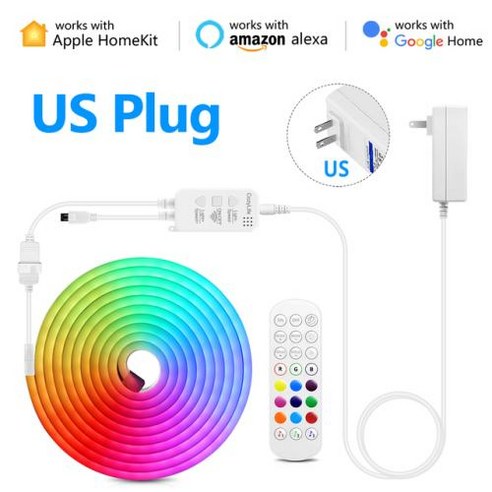 스트링 조명 LED 무드등 RGB 스트립 스마트 와이파이 앱 시리 컨트롤 네온 테이프 램프 사인 애플 호환 알렉사 홈킷 주방 캐비닛 장식 DC12V