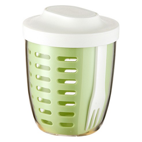 휴대용 과일 컵 도시락 포크 포함 650ml, 그린, 1개
