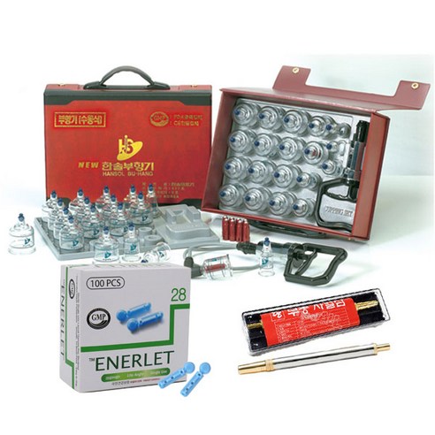 한솔부항기+태리 스텐사혈기+침100개 세트, 한솔부항기 고급형 19컵+태리 스텐사혈기+침100개, 1개