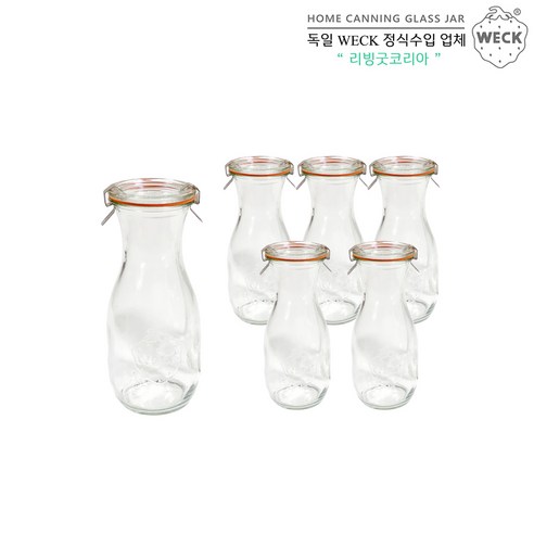 WECK 쥬스형 530ml(No.764)고무링&클립 6개 세트