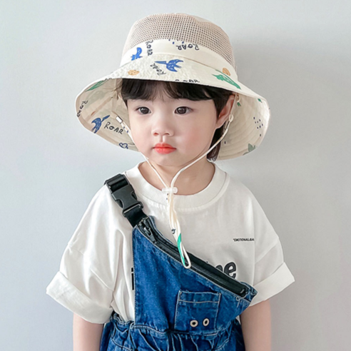 햇살 가득한 날, 사랑스러운 우리 아이를 위한 블랙체리 캐릭터 매쉬 벙거지 모자 유아모자