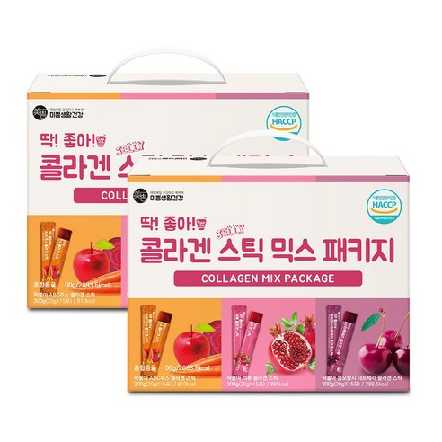 미쁨생활건강 딱좋아 콜라겐 스틱 믹스 패키지 석류 20g x 15p + 타트체리 20g x 15p + ABC주스 20g x 15p 세트, 2세트