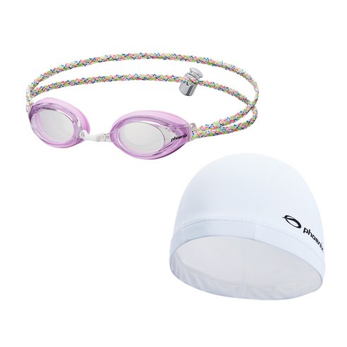 피닉스 아동 패브릭수경 PN 508J FB + 스판수모 SET, PN 508J FB_바이올렛+스판수모_화이트, 1개