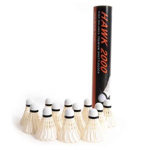 프로스펙스 거위깃털 셔틀콕 HAWK2000 12P, 화이트, 1개