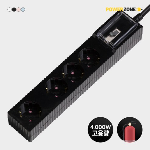 파워존 자동소화 고용량 웨이브 멀티탭 화재예방 콘센트 과부하차단 4구 50cm 1.5m 3m 5m 7m, 1.5m블랙, 1개