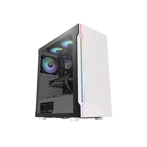 Thermaltake H200 TG RGB Snow Edition 미들 타워 형 PC 케이스 강화 유리 전면 LED 바 탑재 CA-1M3-00M6WN-00 CS7633