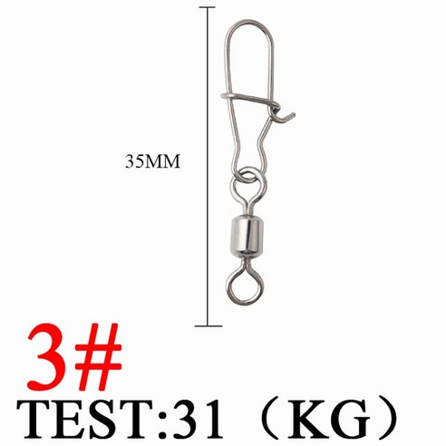 낚시핀 디스고저 파이크 낚시 액세서리 커넥터 핀 베어링 롤링 회전 스테인레스 스틸 스냅 미끼 태클 5/100PCS, 50PCS, [10] 3