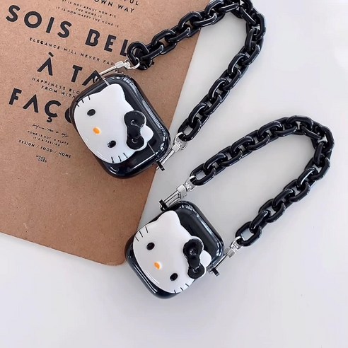 에어팟 케이스 산리오 헬로키티 큐티 캐릭터 검은색 고양이 케이스, Airpods3