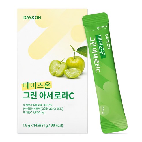 데이즈온 그린아세로라C 천연비타민C 분말 14포(2주분), 1박스, 14회분