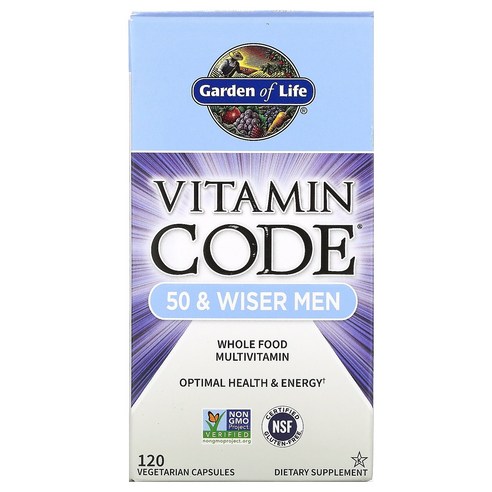 Garden of Life 비타민 코드 50 & 와이저 맨 120개입 베지테리안 캡슐