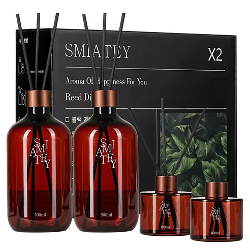 스미어티 디퓨저 대용량 실내 방향제 리필액 선물 세트 500ml, 2개, 화훼 시장