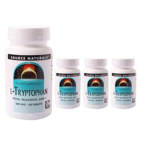 소스내츄럴스 L-트립토판 500mg 타블렛 무설탕 글루텐 프리, 60정, 4개