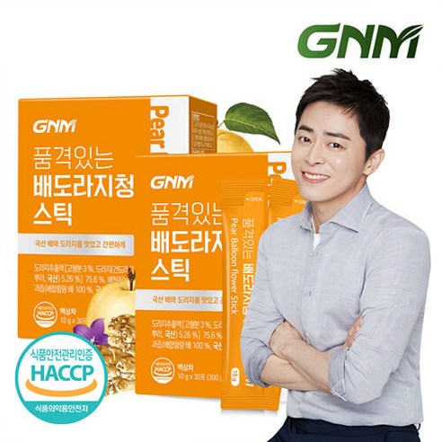 GNM 품격있는 국산 배 도라지청 스틱 2박스 (총 60포) / 배도라지즙 대추 모과, 300g