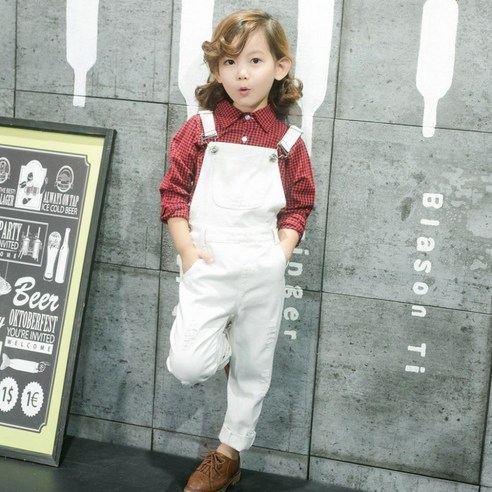 도오빠 리딩로SA 아동 멜빵 바지 점프수트 데님 레이어드 무지 여아 남아 공용 키즈 긴바지