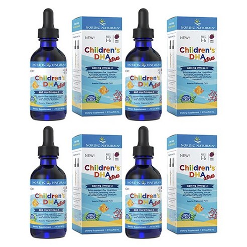 노르딕내츄럴스 칠드런스 DHA 엑스트라스트랭스 어린이 오메가-3 880mg 베리, 4개, 60ml