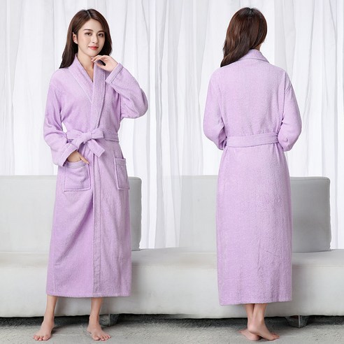 DFMEI-Y 사계절 유니버설 남성과 여성 커플 목욕 가운 목욕 물 흡수 빠른 건조 원피스, M [155-100kg], DFMEI 1932 보라색