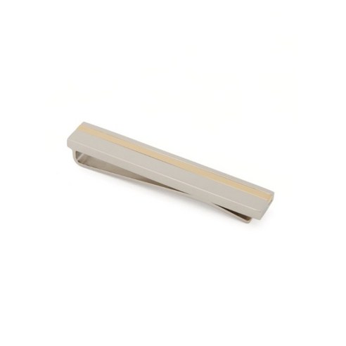 [당일배송] HUGO BOSS Striped Brass Tie Bar Tick 50379709 Silver