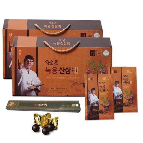김오곤 녹용산삼 배양근골드 70ml x 60p + 침향환 골드 10p, 녹용산삼배양근 60포+침향단 10환