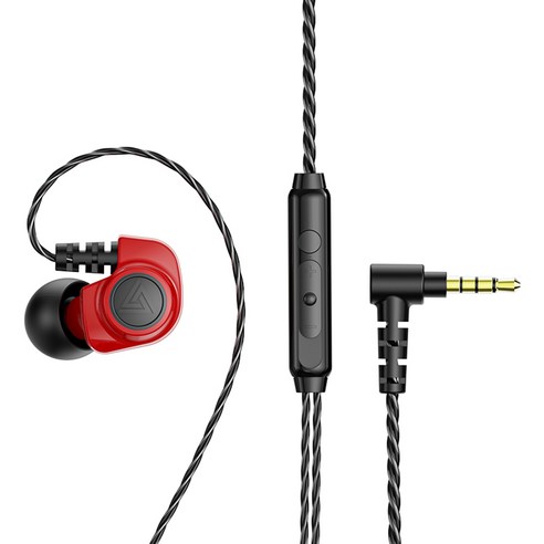 dodocool 마이크 3.5mm 금도금 플러그가 있는 QKZ SK5 인이어 유선 헤드셋 와이어 컨트롤, 빨간색, 이어폰