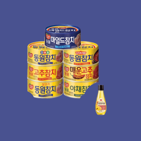 동원참치 라이트 고추 야채 150g +건강요리유 500ml 증정, 1) 라이트 150g 10캔+증정, 1개