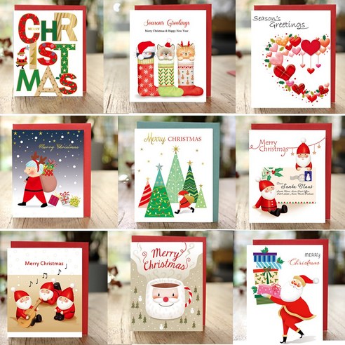 앙증맞은 크리스마스 카드 15장세트 (카드+봉투 개별 낱장포장) 성탄카드