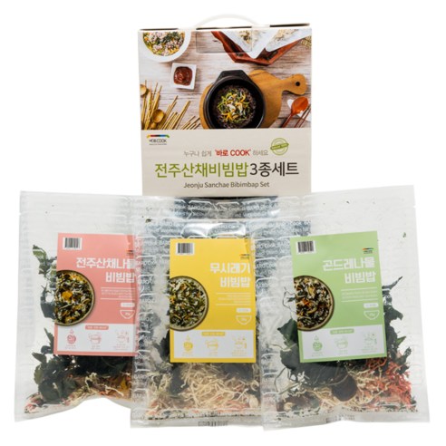 10+1 우리들녘 나물 산채비빔밥 3종 선물세트 (전주산채 곤드레 무청시래기) 선물세트, 선물용