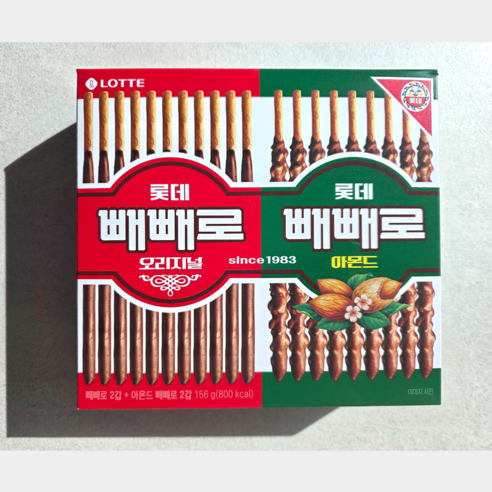 빼빼로 오리지널 46gX2갑+아몬드 32gX2갑 (혼합4입세트), 5개, 156g