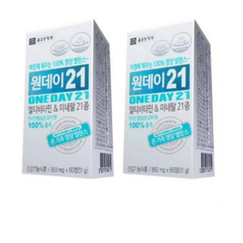   종근당건강 원데이21 멀티비타민 & 미네랄, 60정, 2개