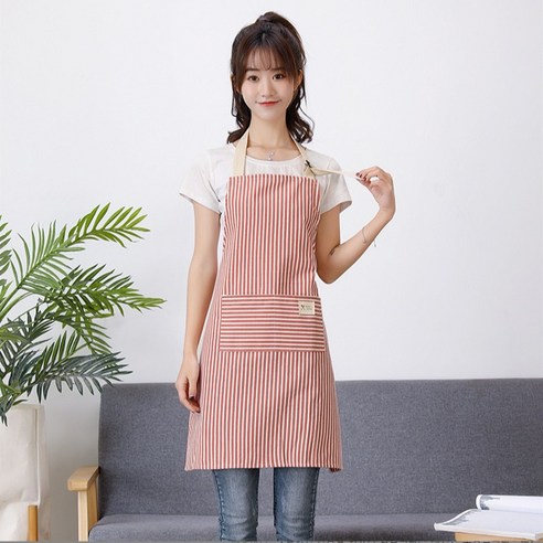 무무 면 린넨 까페 카페 식당 꽃집 앞치마, 1장, 레드
