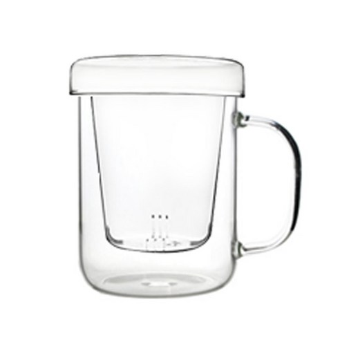 미앤유 내열유리 머그 + 거름망 + 뚜껑세트 430ml, 1개, 투명