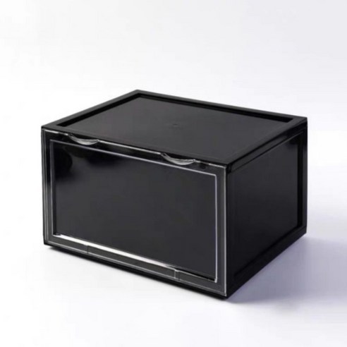 컬러 신발 상자 투명 운동화 보관 상자 측면 오픈 디스플레이 조합 신발 캐비닛, 36x28x22cm, 블랙 (2)