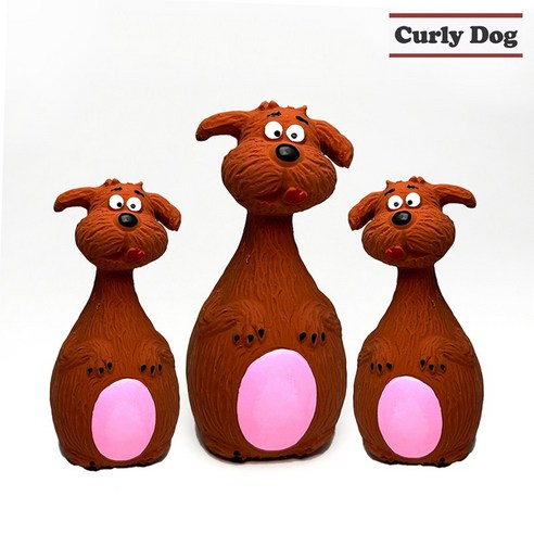 컬리독 브라운도기 삑삑이 분리불안 예방 강아지 장난감, 3개