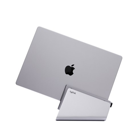 타이오닛 틸트스냅 맥북 스탠드 USB C 자동연결 클램쉘 모드 거치대 수직 거치대 맥북전용 프리미엄 거치대, 맥북에어 M2 13인치, 실버