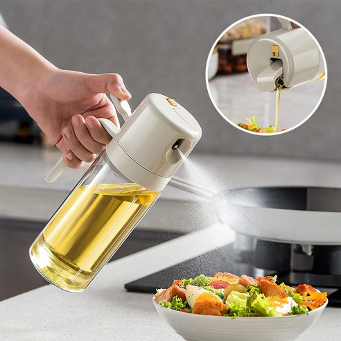 2WAY 오일스프레이 오일병 유리 용기 2in1 디스펜서, 1개, 550ml
