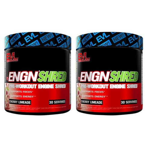 EVLUTIONNUTRITION ENGN 슈레드 프리-워크아웃 엔진 체리 라임에이드 맛, 2개, 249g