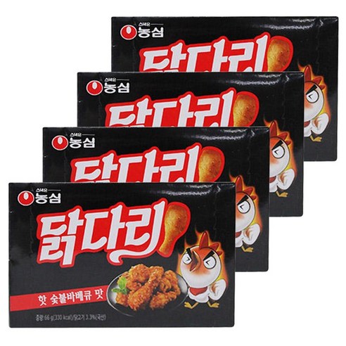 농심닭다리 핫 숯불바베큐 맛, 66g, 4개