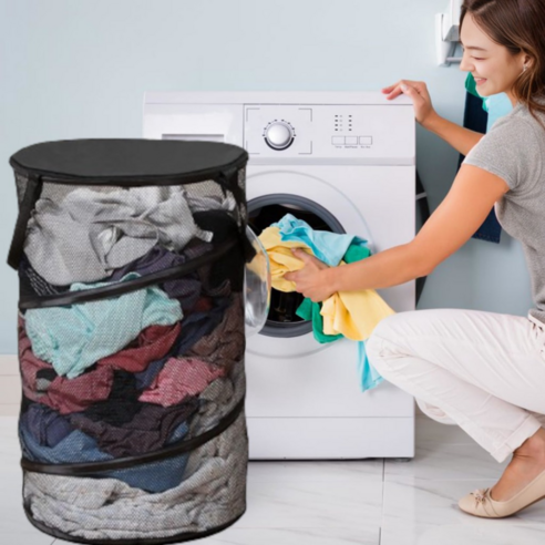 리빙어스 접이식 원형 메쉬 빨래바구니: 편리하고 대용량의 빨래 세탁을 위한 최고의 선택