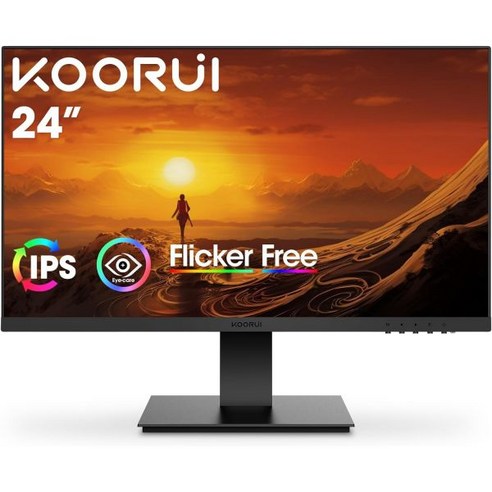 KOORUI 24인치 컴퓨터 모니터 75Hz FHD IPS 프레임리스 울트라 슬림 디자인 99 SRGB 플리커 프리 HDMI VGA VESA 마운트 가능 홈 오피스용 인체공학적