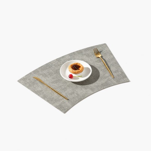 4P 테이블 매트 부채꼴 원형 테이블매트 가죽식탁매트 식탁매트가죽, 팬 모양의 직각 회색