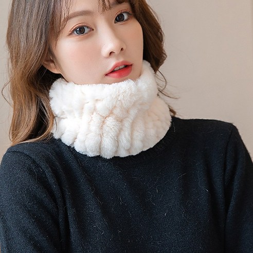 렉스넥워머 골프 등산 스키 헤어밴드 헤드밴드 겨울넥워머 털밴드 퍼워머, 크림