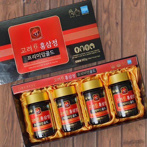 고려 6년근 홍삼정 프리미엄 골드 진한 농축액 홍삼 진액 선물세트, 240g, 4개 - 홍삼/인삼 | 쿠팡