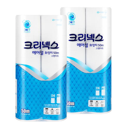 유한킴벌리 크리넥스 에어셀 두루마리 화장지 50m 10롤, 10개입, 2개
