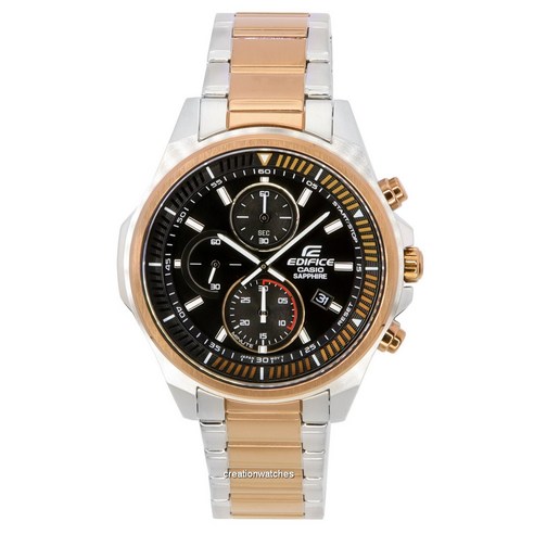 Casio 카시오 Edifice Black 다이얼 Two Tone Quartz EFR-S572GS-1A EFRS572GS-1 100M 남성용 시계