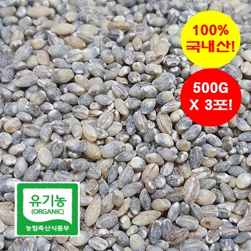 [유기농] 진도 청보리 1.5KG(500Gx3포) ['100% 국내산'/ '산지직송' & '무료배송' / 녹색보리], 3개