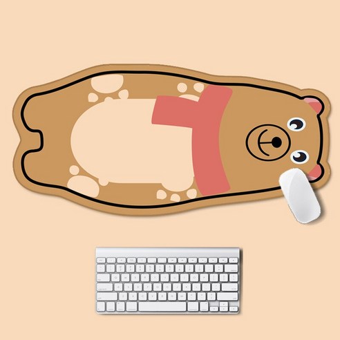 YJQ 큰 귀여운 Kawaii 마우스 패드 노트북 데스크 매트 데스크탑 고무 패드 게이머 게임 매트 PC 노트북 게임 액세서리, Scarf bear 1