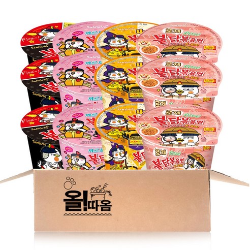 올따옴 삼양 불닭큰컵기획세트 5호 (불닭3 까르보3 4가지치즈3 로제불닭3) 로제불닭납작당면
