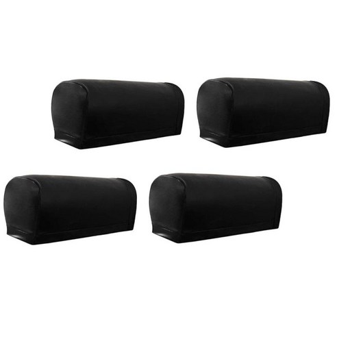 4pcs 방진 팔걸이 커버 스트레치 pu 가죽 팔-settee 소파 용 커버, 블랙